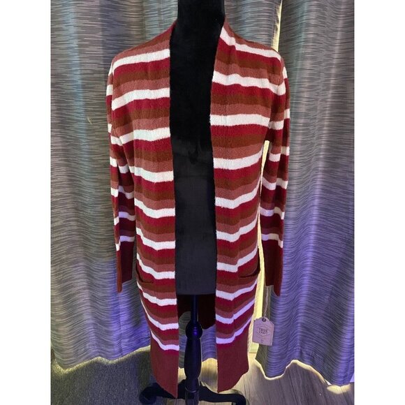 TRUE CRAFT Cardigan Bold Stripe Rust XS NWT MSRP $40 - Picture 2 of 6